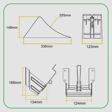 LOKHEN Klin pod koła żółty E36 336x123x148mm + LOKHEN Uchwyt metalowy ocynkowany do klina pod koła E36