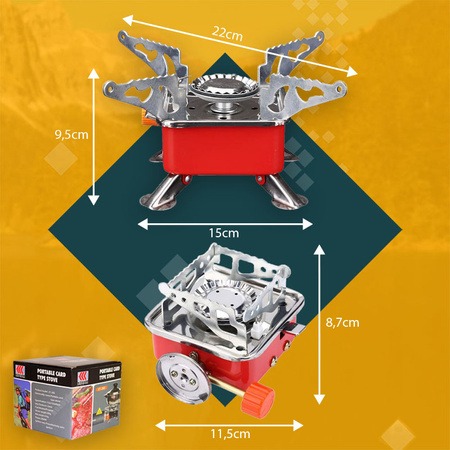 HAPPY HOME Mini Kuchenka turystyczna gazowa + TIROSS Kartusz Gazowy TS700 400ml 227g x8