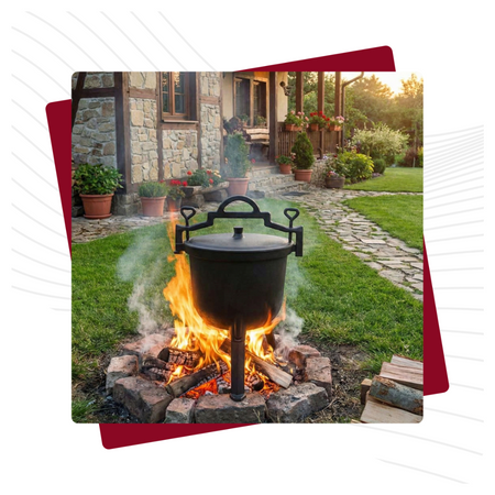 Kociołek myśliwski żeliwny 10 litrów stojący