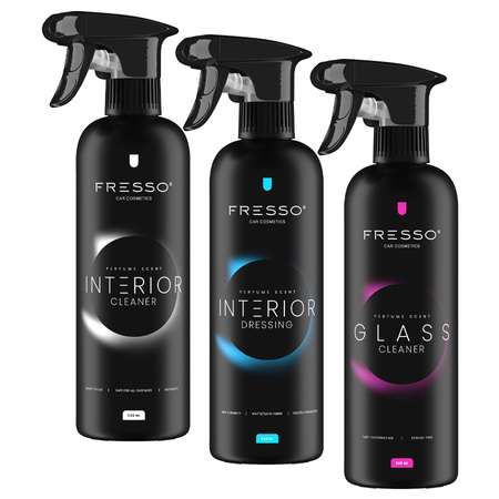 FRESSO Cleaner SET 3x 0,5L - Interior Cleaner + Interior Dressing + Glass Cleaner