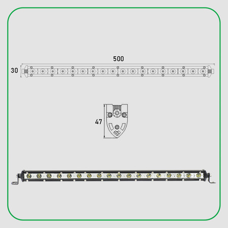 KAMAR Panel LED x18 belka led SLIM 2000lm 32W 50cm 12V 24V