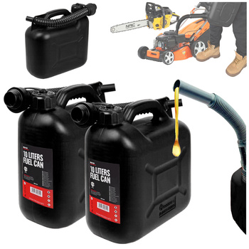 BREMHER Kanister na paliwo 10L plastikowy + lejek HOMOLOGACJA czarny x2