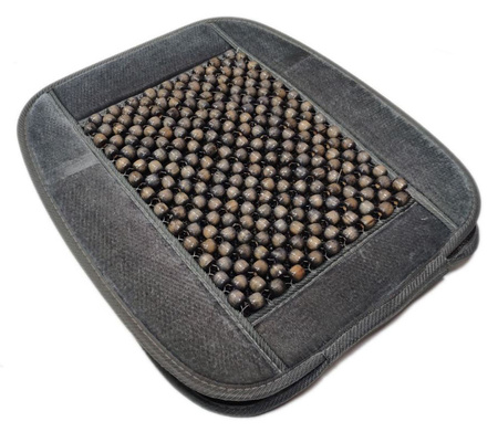 TRAKER Mata koralikowa obszyta welurem na siedzenie fotel pokrowiec szary