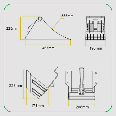 LOKHEN Klin pod koła żółty E53 467x198x225mm+ LOKHEN Uchwyt metalowy ocynkowany do klina pod koła E53