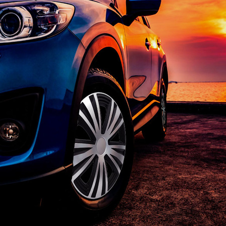 CARFIELD Kołpaki samochodowe SPIN srebrno czarne 15" x4